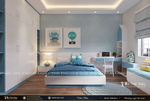 Phòng ngủ bé trai màu xanh tại Khu dân cư Bình Phú